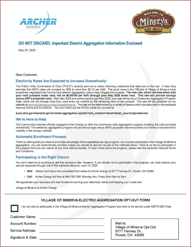 Archer Energy Opt-Out Form